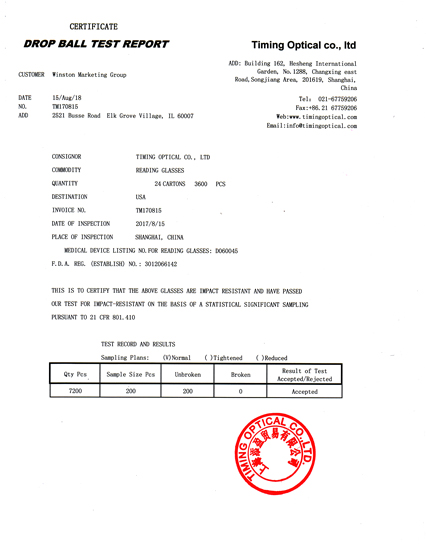  Drop ball test for lens&nbsp; 